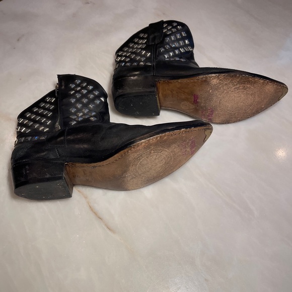 GOLDEN GOOSE STUDDED ANKLE BIKER COWGIRL WESTERN BLACK LEATHER BOOTS SIZE 40 - Picture 7 of 7